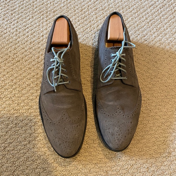 Hugo Boss Men’s Grey Suede Wingtips US Size 10 - Picture 1 of 10